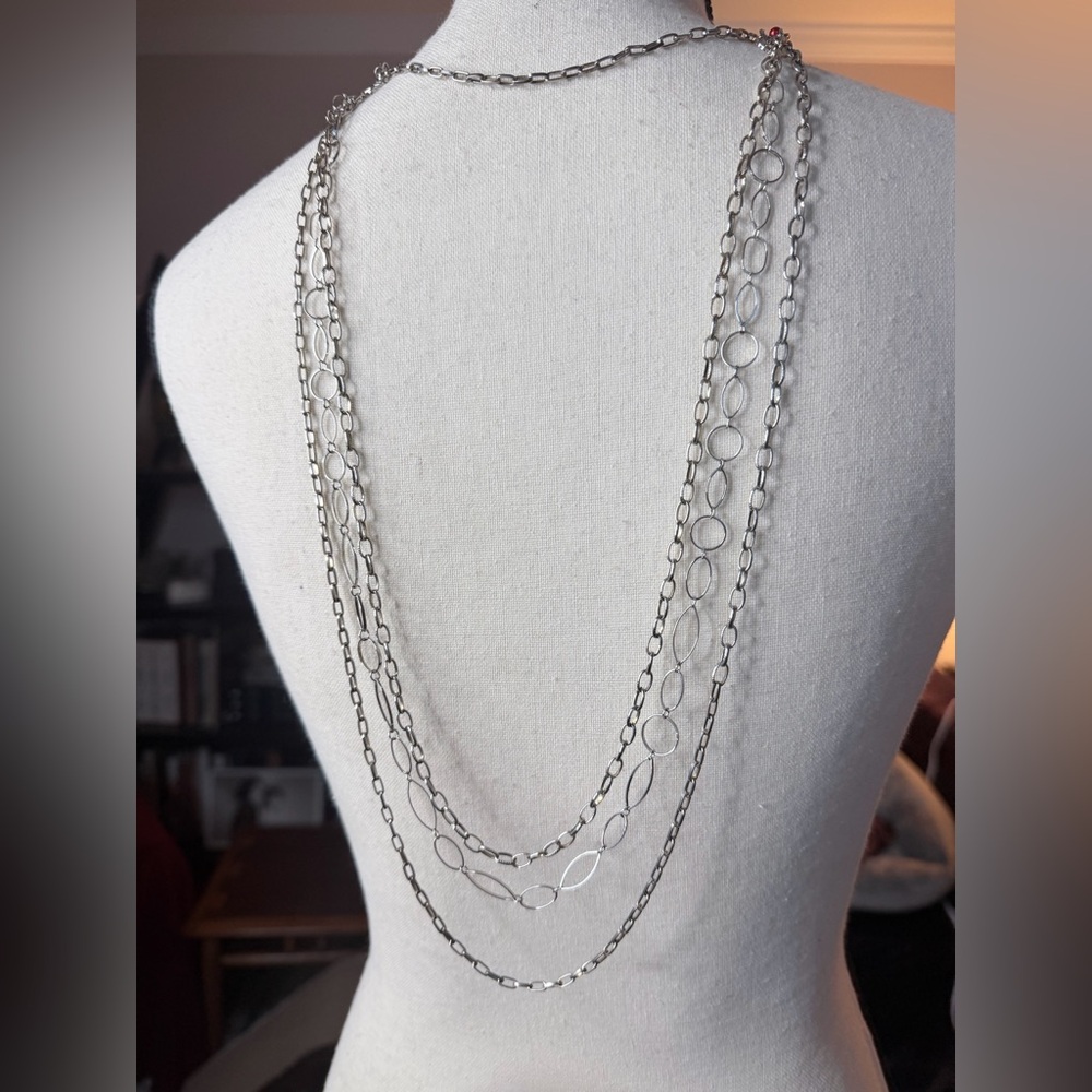 Chic Multi-Layer Silver Plated Necklace - image 3